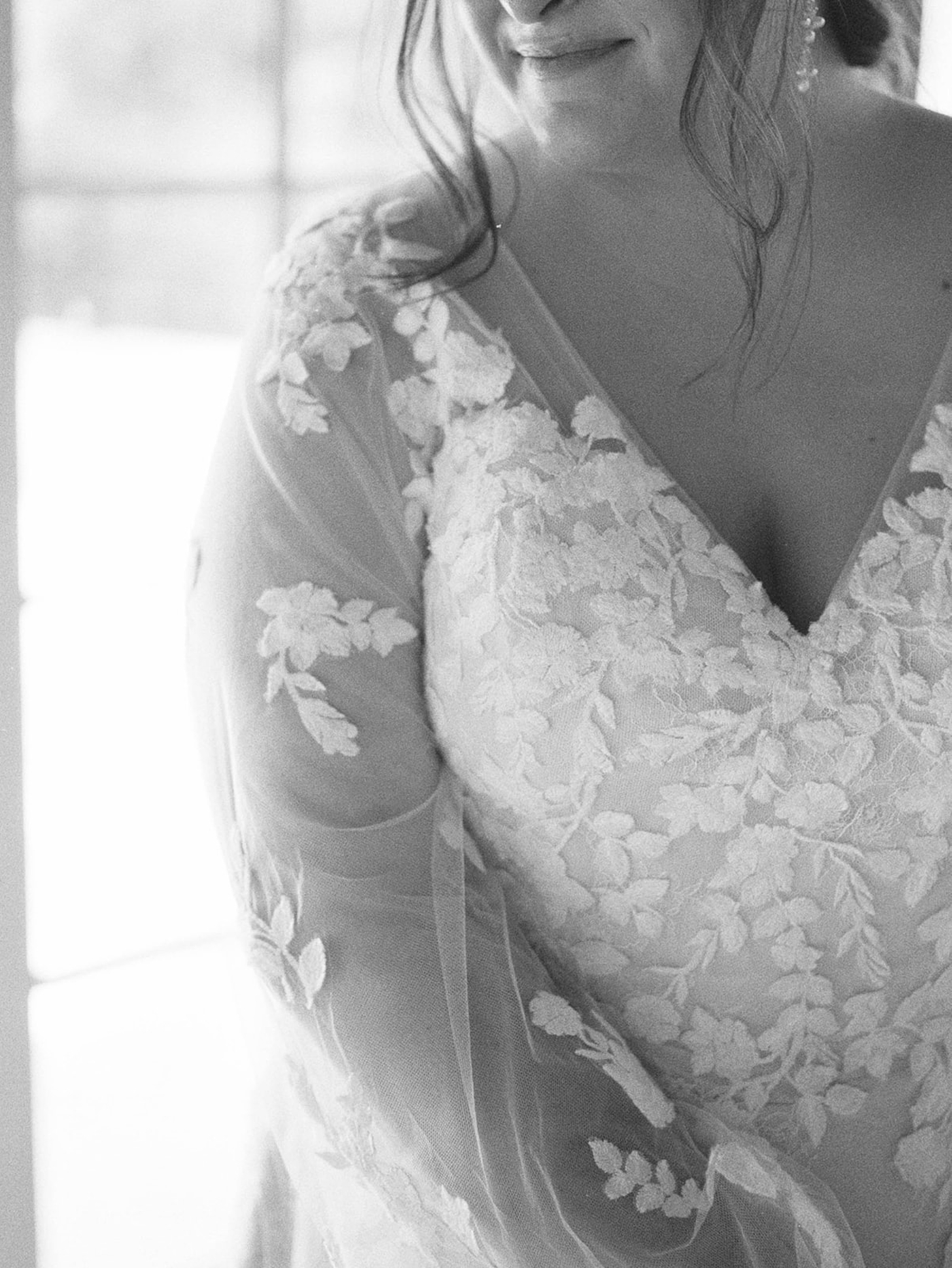 Black and white image of bride | Romantic French Countryside Editorial by Carters Event Co
