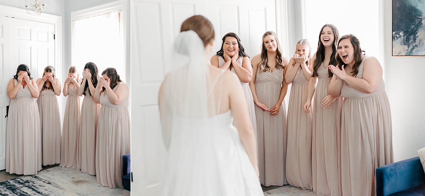 Bride first look with her bridesmaids | Carters Event Co