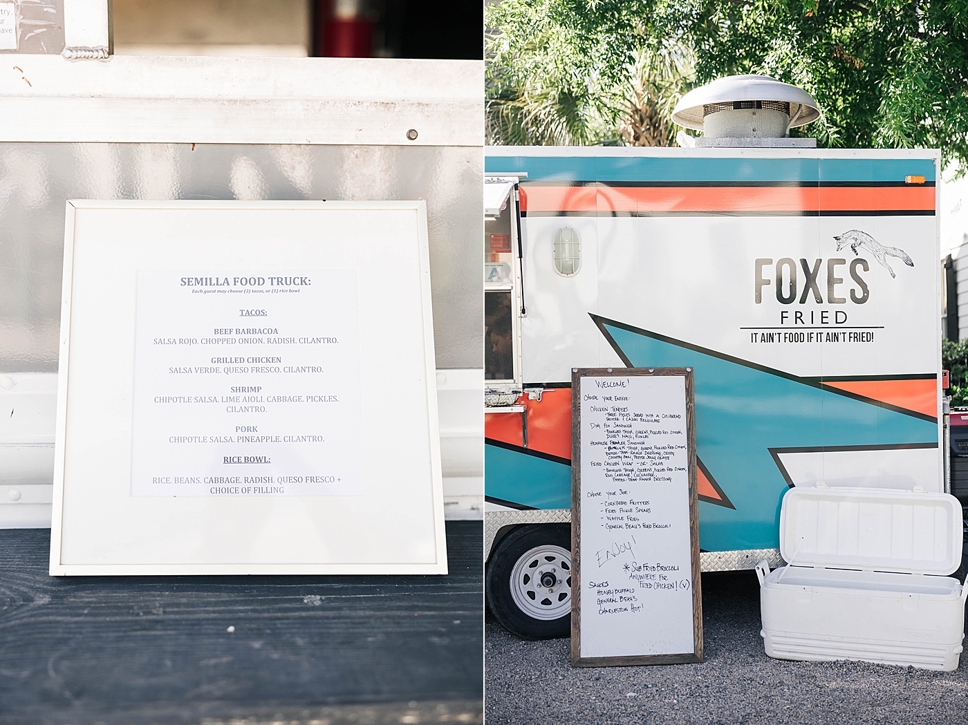 Menu for food truck during Intimate spring wedding | Carters Event Co