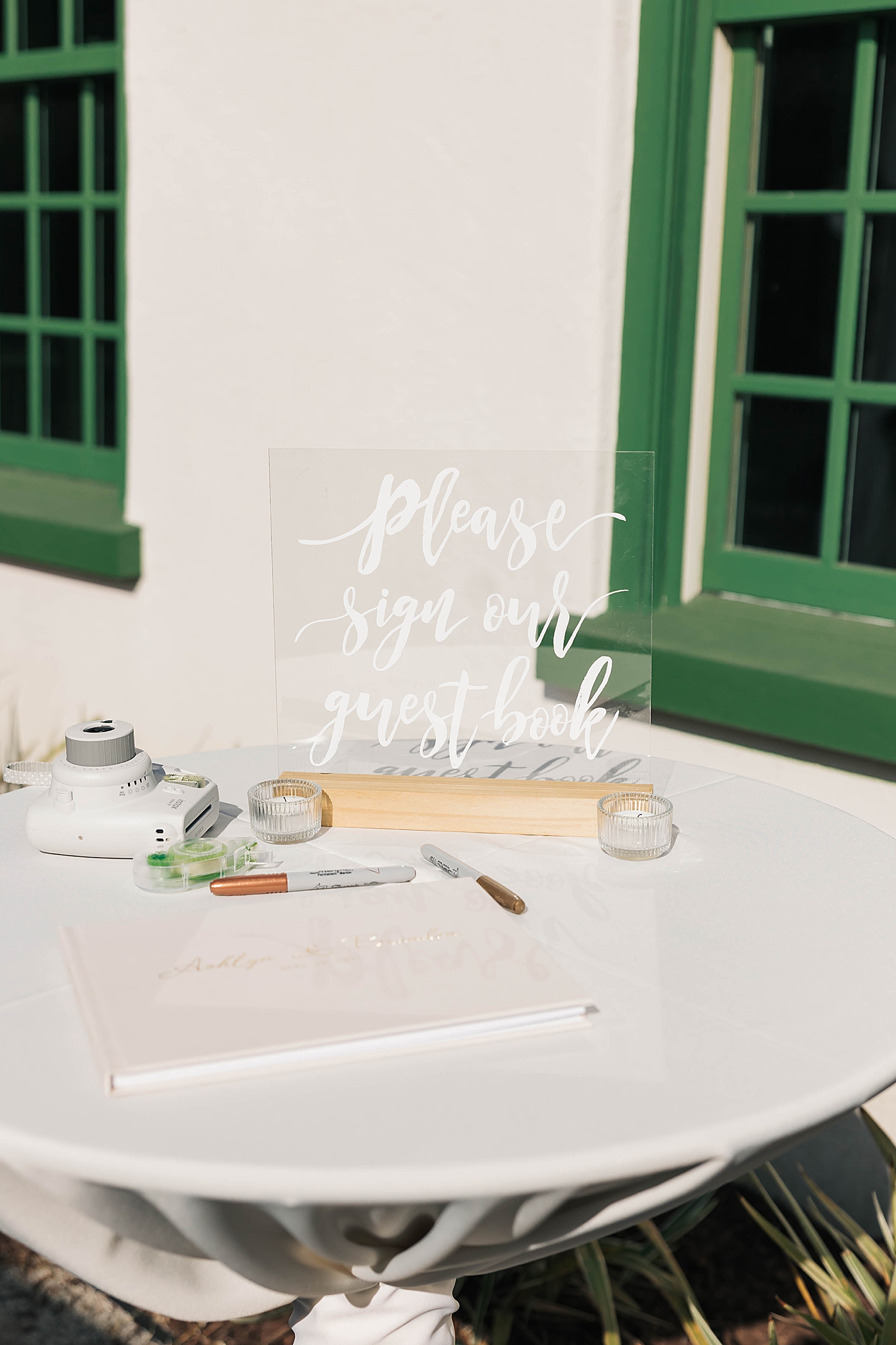 Guestbook on a table during Intimate spring wedding | Carters Event Co