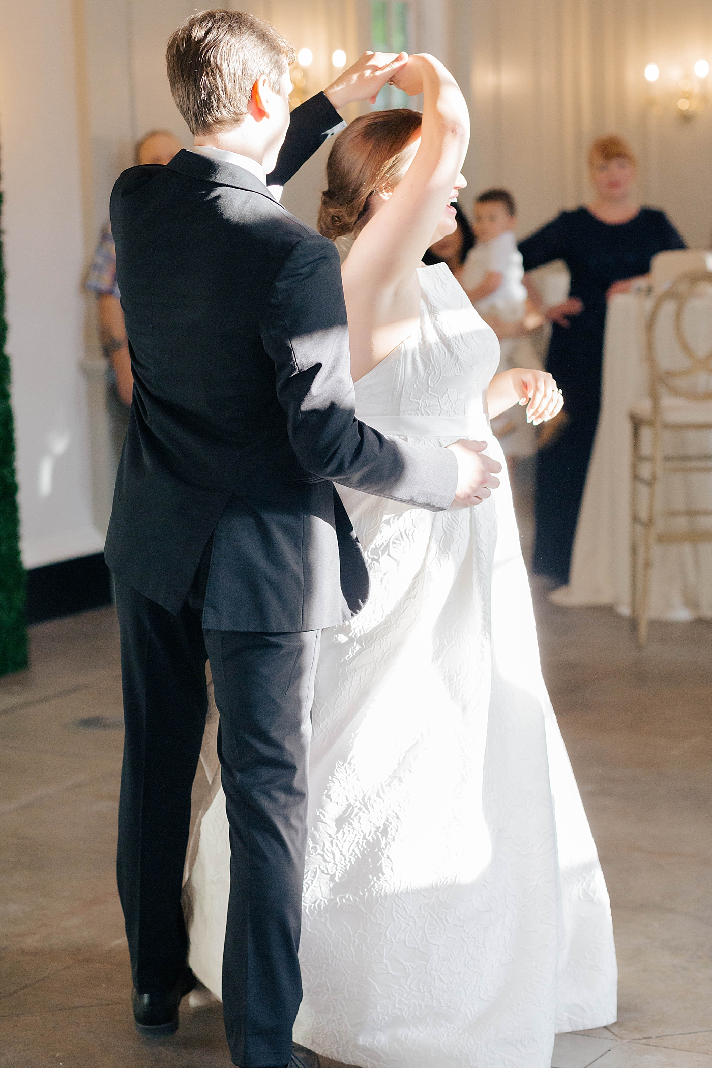 Bride and groom dancing during their Intimate spring wedding | Carters Event Co