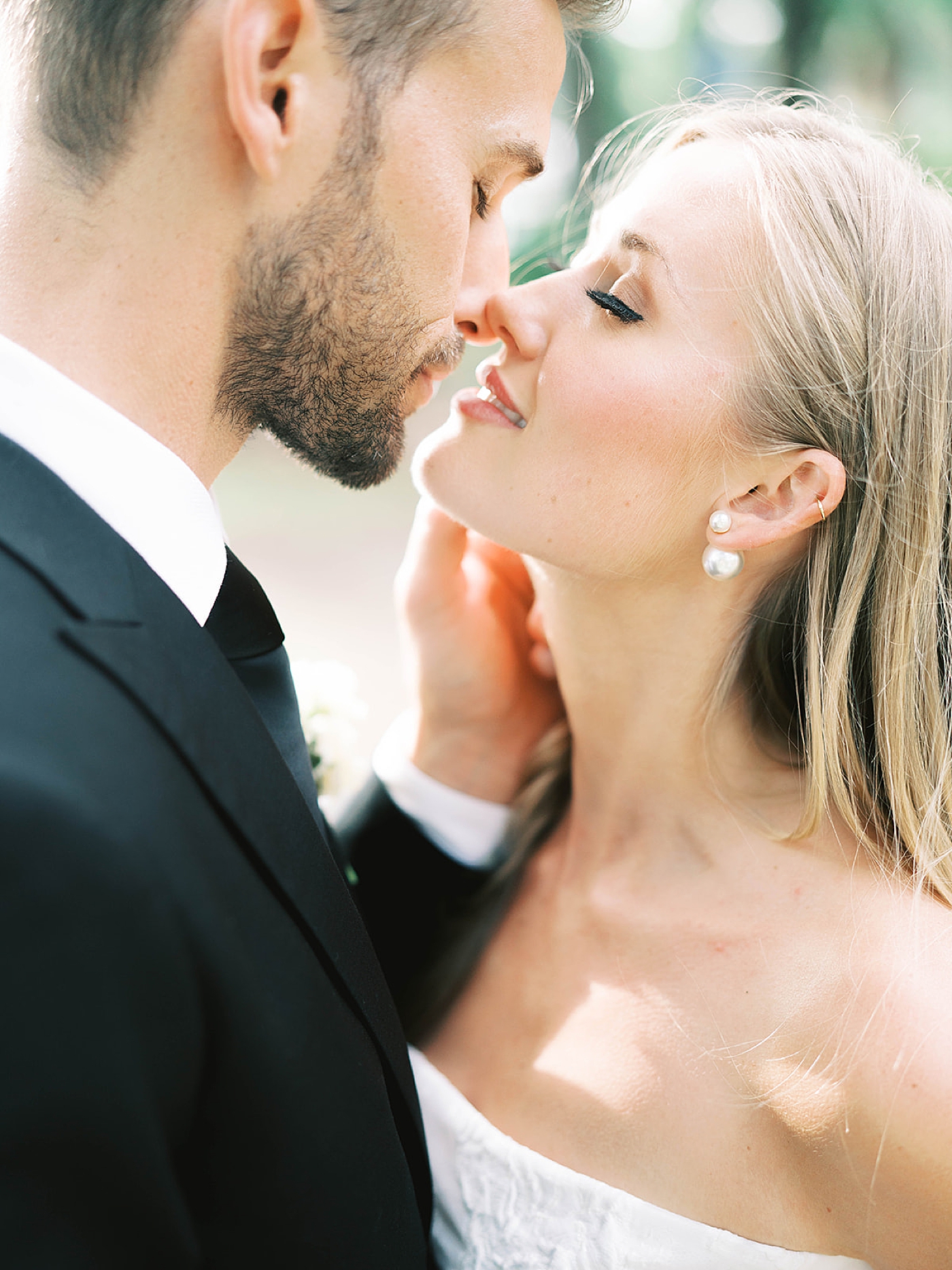 Detail of bride and groom about to kiss | Charleston Photography Workshop with Carters Event Co